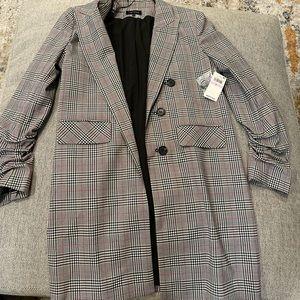 1. State thigh length plaid coat